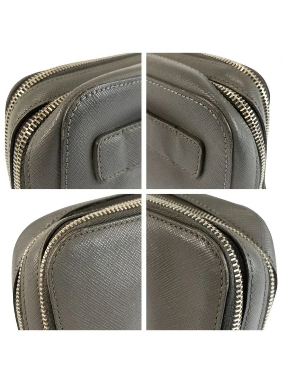 Prada Saffiano Gray Silver Leather Clutch - Picture 6 of 9